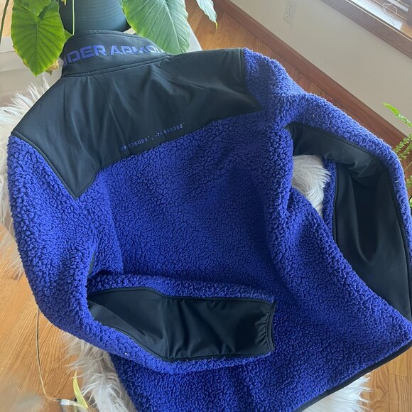 Under Armour UA Legacy Sherpa Swacket Cobalt Blue Fleece Full Zip Jacket - Picture 3 of 3